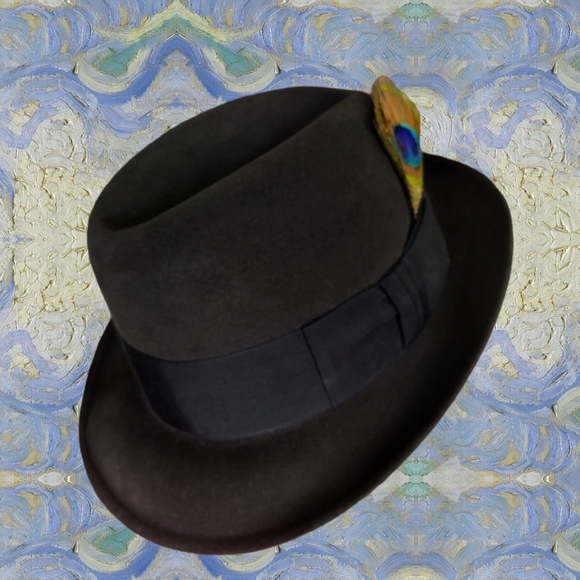 *Vintage Cavanagh NY Fedora Hat - Charcoal Black Fur Finish size 7 - Picture 3 of 7